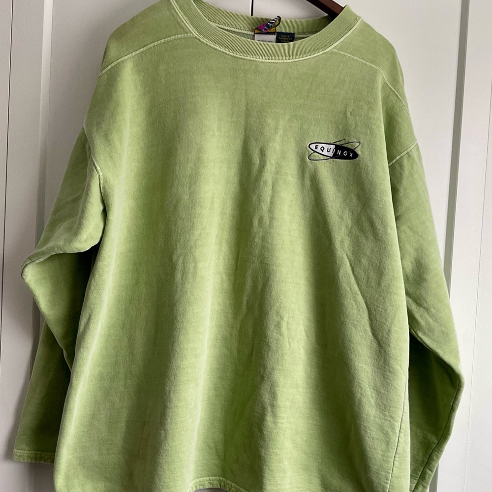 VTG Faded Mint Green Equinox Fitness Club Crewneck Men’s Large 100% Cotton Rare